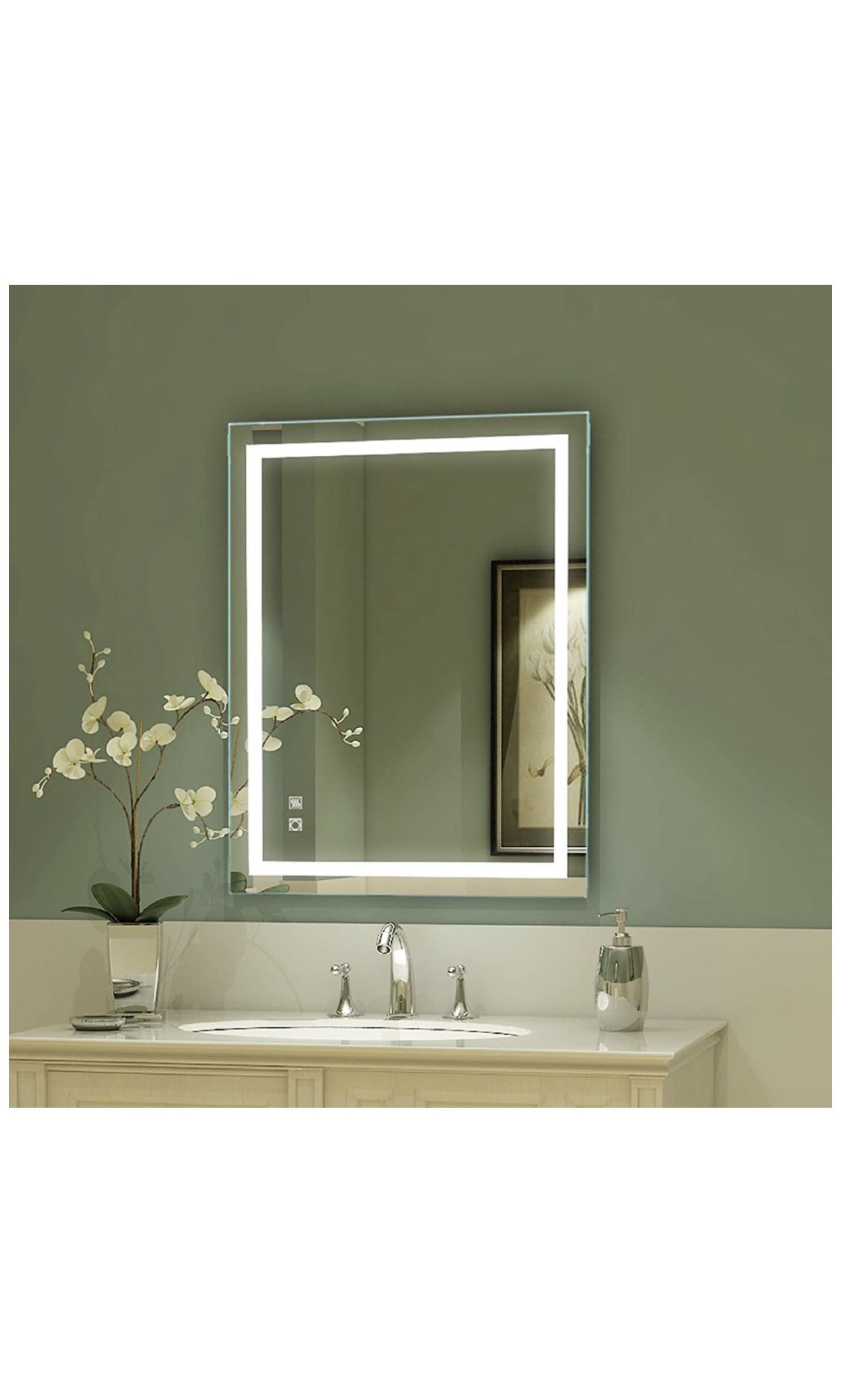 LED Bathroom Mirror, 36 x 28 inch, Anti Fog, Dimmable, Touch Button, Superslim,90+ CRI, Waterproof IP44,Both Vertical and Horizontal Wall Mounted Way