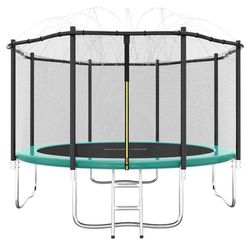ACWARM HOME 14 FT Trampoline for Kids, Trampoline with Safety Enclosure Net, Backyard Trampoline with Ladder, Outdoor Recreational Trampoline