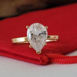 ⛔️RESERVED⛔14k Size 6.75 Beautiful Solid Yellow Gold Cubic Zirconia Cocktail Ring!/ Anillo de Oro con 1 Circonita Cúbica! 👌🎁Post Tags: Anillo de Oro