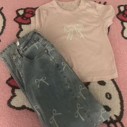 Girl Size 1 Jeans And Shirt Small 🩷🩷🎀🎀