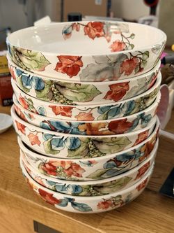 Pier 1 Imports “Waterbury Leaves” Ironstone Dinnerware Set, Discontinued, 30 Pieces