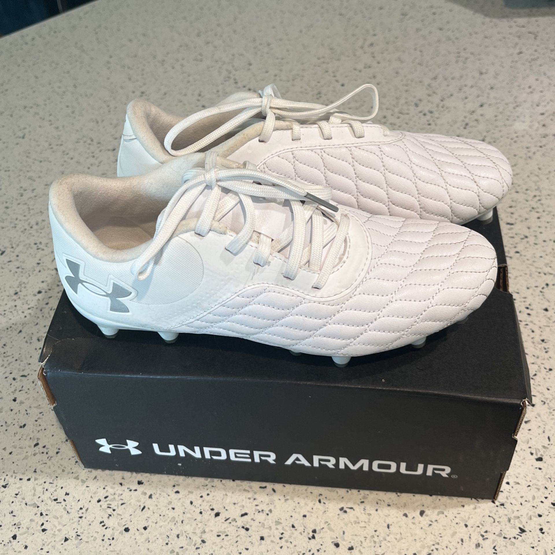 White Soccer Cleats UA Magnetico Select FG