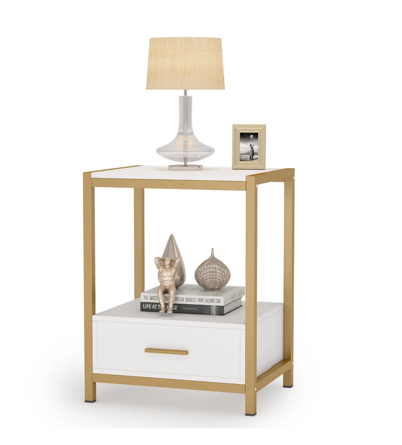 All New 19.7”Wx15.7”Dx25.6”H Set Of 2 Nightstand End Table With Drawer