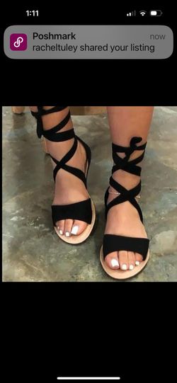 Open Toe Sandals Lace Up Solid Color Flat Shoes