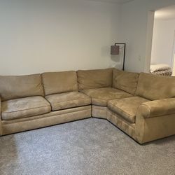 Pearce sectional couch in Performance Suede, Oat 