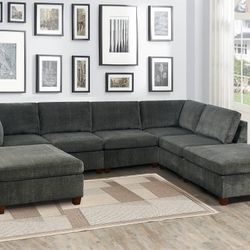 DARK GREY MODULAR SECTIONAL SOFA 