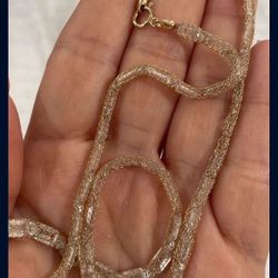 14kt Gold Mesh Choker Necklace Chain Gargantilla New Nueva 