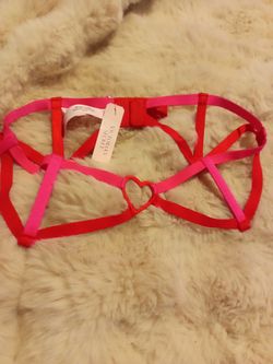 Heart red & pink garter belt sz s