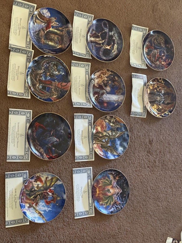 10 Franklin Mint Dragons And Wizards Collector Plates