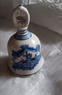 Vintage Blue and White Porcelain Bell