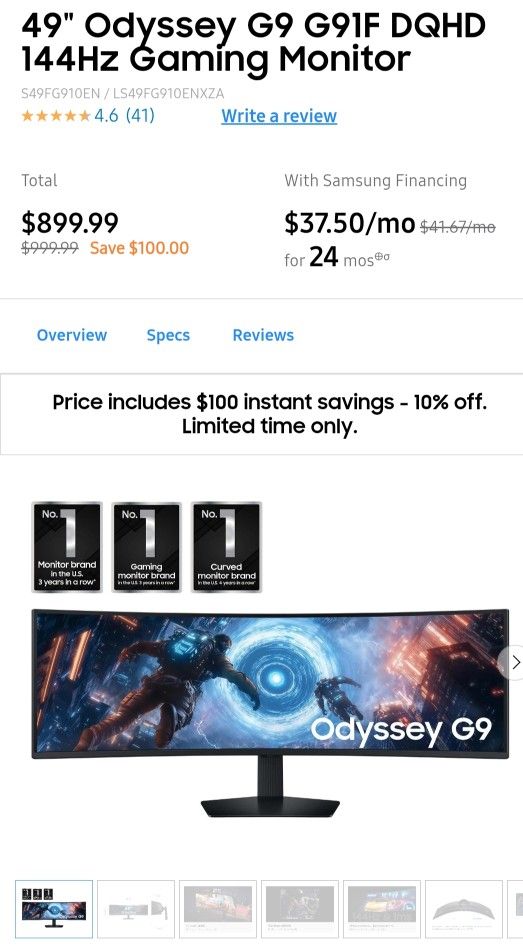 Brand New 49 Inch Ultrawide Monitor With 2year Samsung Warranty