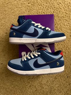 Size 8.5 (Brand new with box) - Nike sb dunk low x why so sad ? The predatory bird