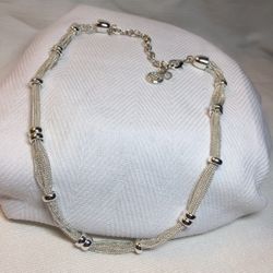 Designer Dana Buchman Multi Strand Silver Tone Chain Necklace 