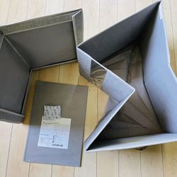 Brand NEW Fabric Grey Big Storage Bin With Foldable Cover
