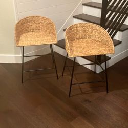 Rattan Counter Height Stools (2)