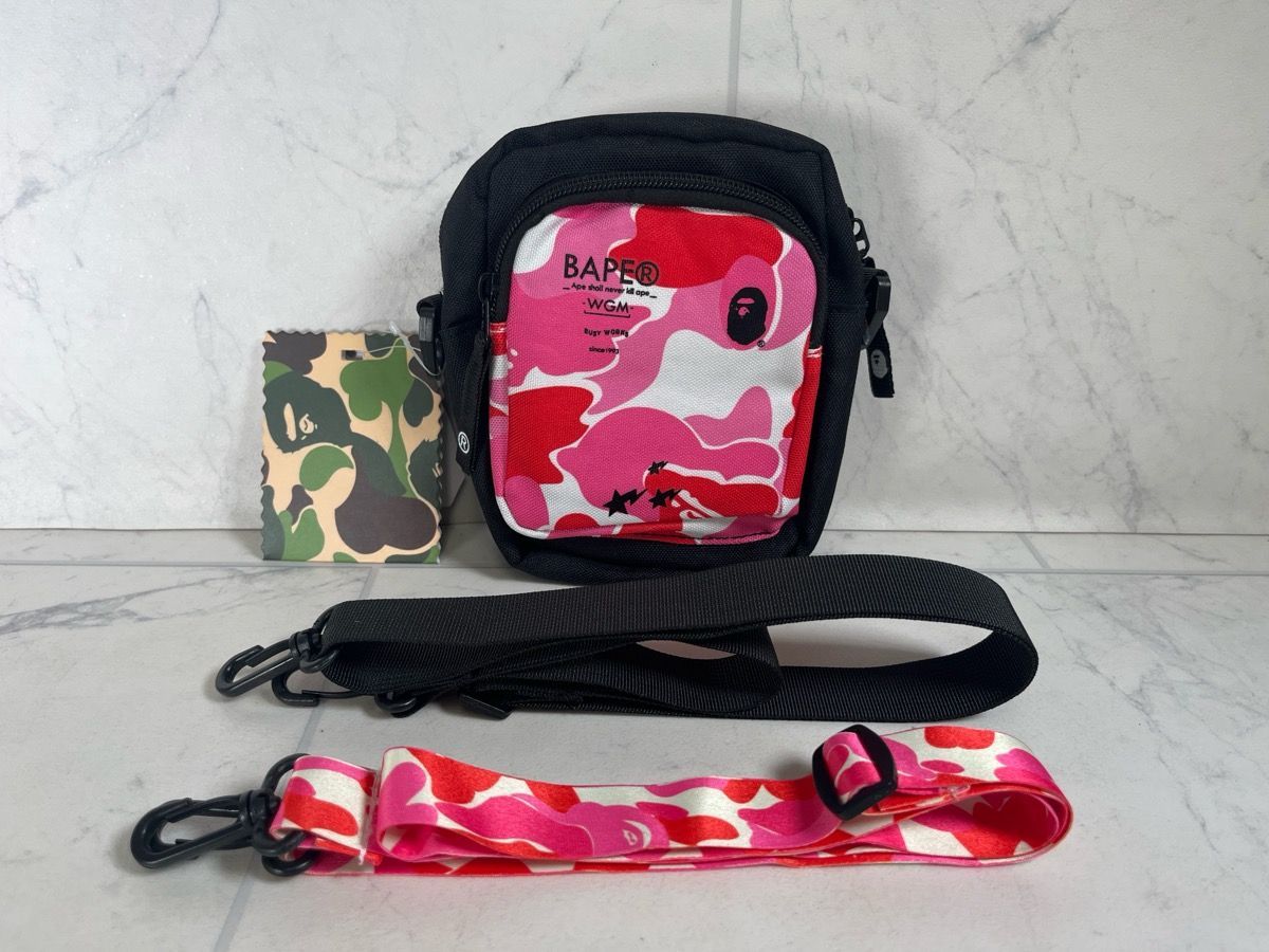BAPE ABC Mini Shoulder Bag in Pink colorway (A1G010645)
