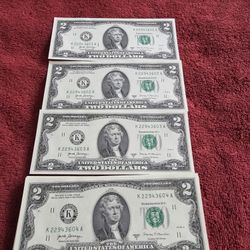 Collectible Coin &Currency Two Dollar Bills 
