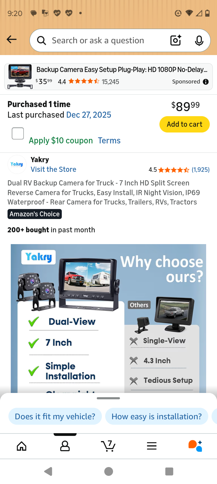 Truck RV back up camera