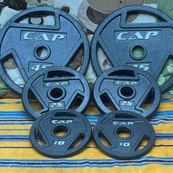 SET OF CAP EASY GRIP OLYMPIC PLATES (PAIRS OF)  :  45s  25s  10s 