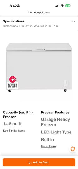 NEW Chest Freezer Frigidaire 14.8 cubic ft
