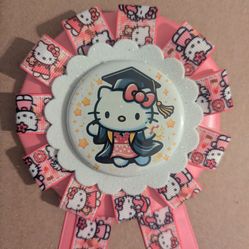 Graduation 2026 button stitch, hello kitty, strawberry shortcake
