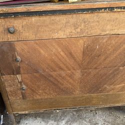 Mid Century Dresser Highboy   3 Drawer TIGER MAPLE  Brass Chest Original Hardware  35” Height 41” Width 19” Depth  By MORRIS FURNITURE MFG. CO. LOS AN