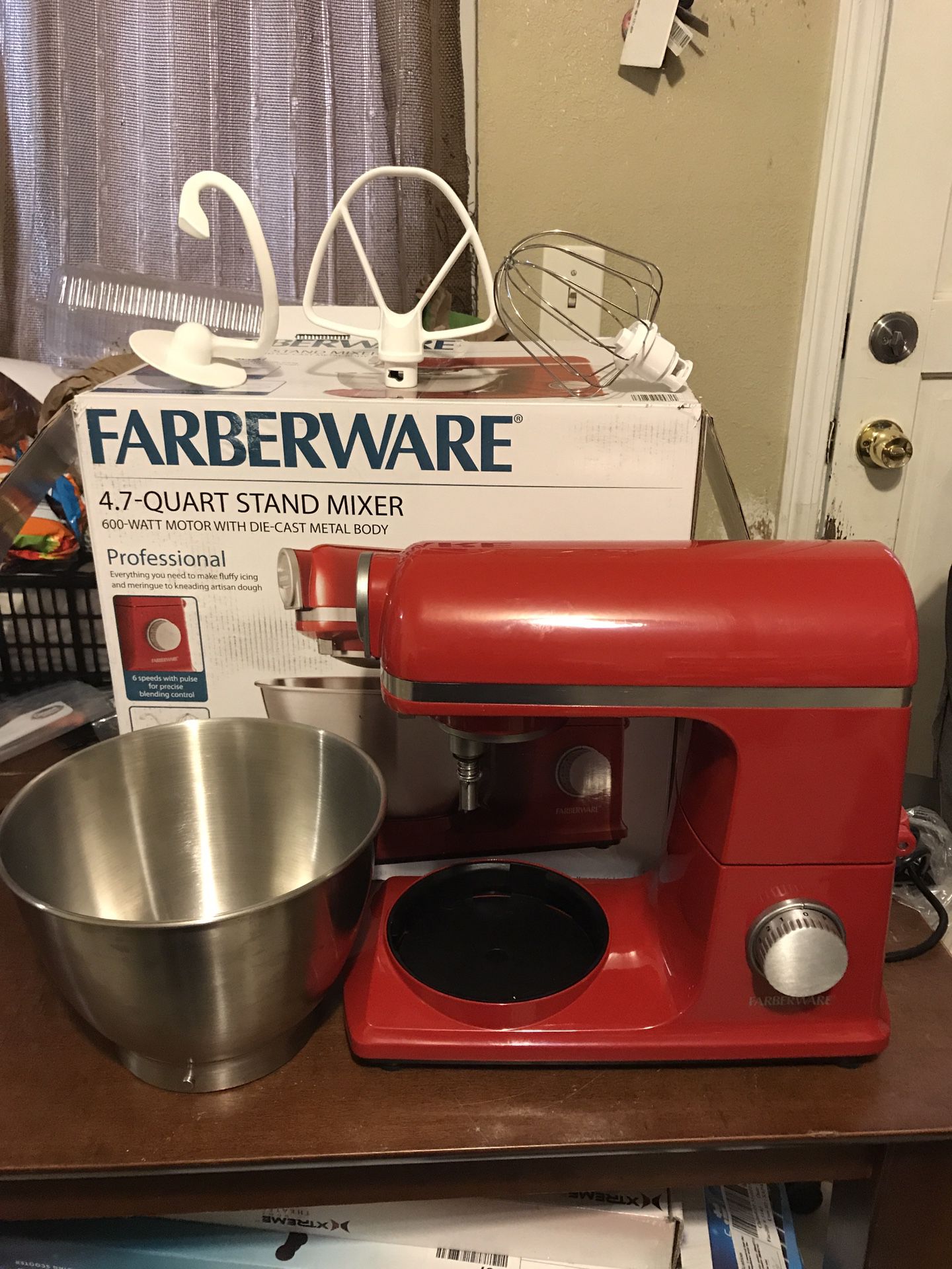 Farberware 4.7 Quart Red Stand Mixer 