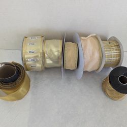 Decorative Gold Toned Unused Wired Ribbon 