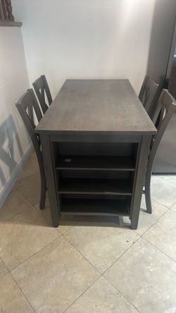 Caitbrook Counter Height Dining Table and 4 Seating Chairs , Gray