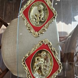 Vtge  Wall Beautiful  Wall Ceramic Cherubs  Made In Japan