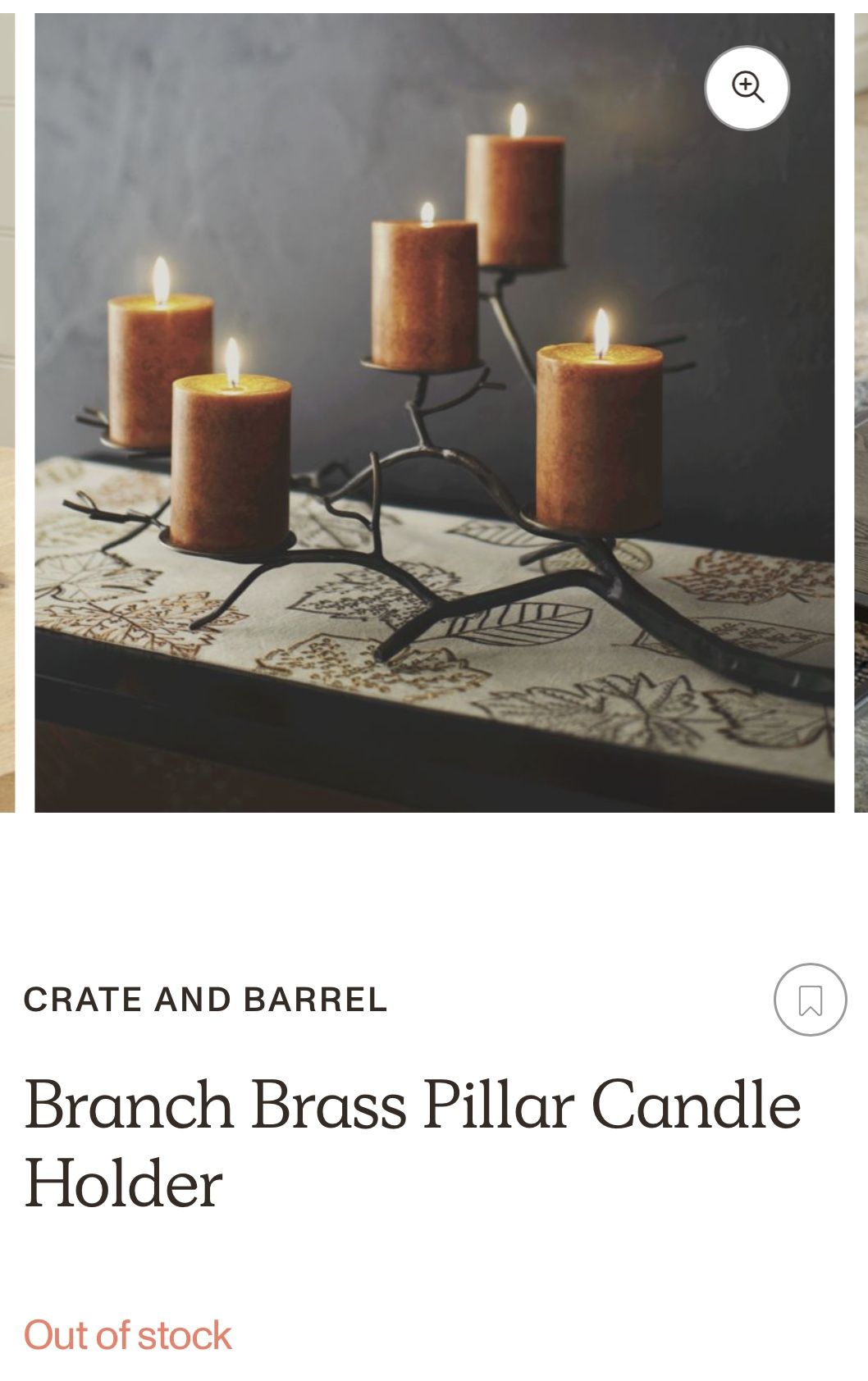 Branch Brass Candle Holder Crate & Barrel