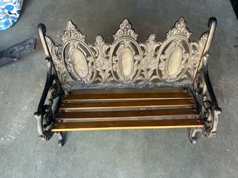 Cast Iron and Wood Decorative Miniature Bench