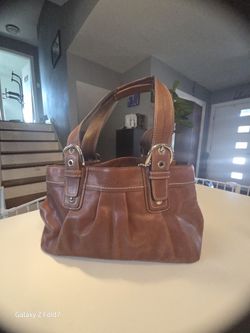 Vintage COACH Soho Pleated Large Satchel Soft Brown Leather EUC