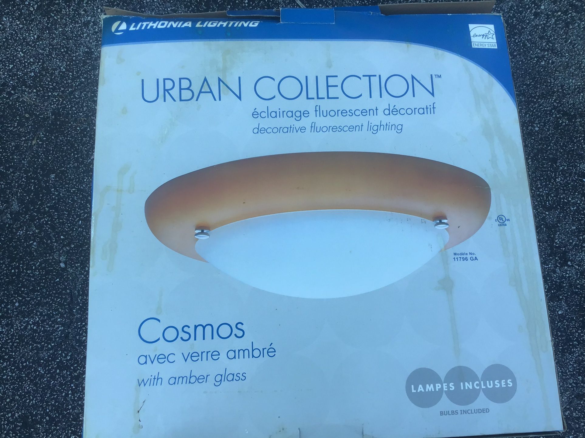 Decorative Fluorescent Light With Amber Glass Bulb Included “Reduced” NEW