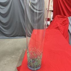 Large rare artglass floor vase 22.5in cylinder handmade in Poland