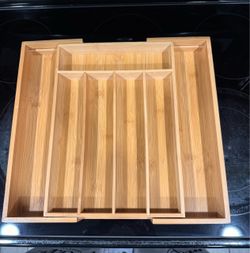7 slot expandable bamboo drawer organizer