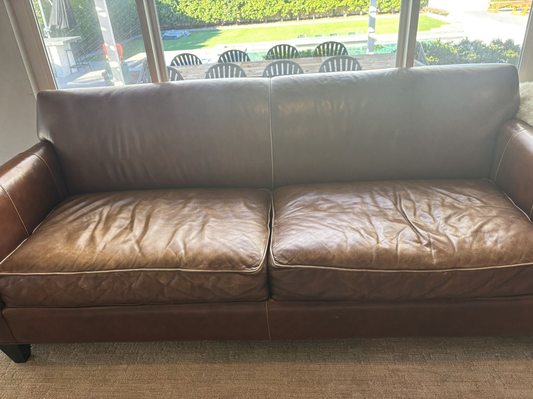 Leather Couch By Crate and barrel