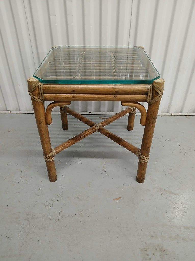 Small Glass Top Side Table