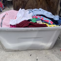 Box And Bag Full Of Kids Clothes