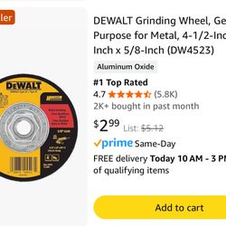 DEWALT DW4523 41/2°X 162** 5/8"-11 HP