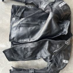 Leather Motorcycle Jacket And Gloves 