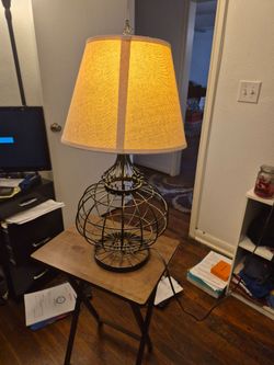 Industrial Wrought Iron Cage Table Lamp - Modern Farmhouse Style