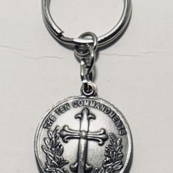 Keychain, Ten Commandments, a Pewter Keychain, Opens with 10 Commandments Inside