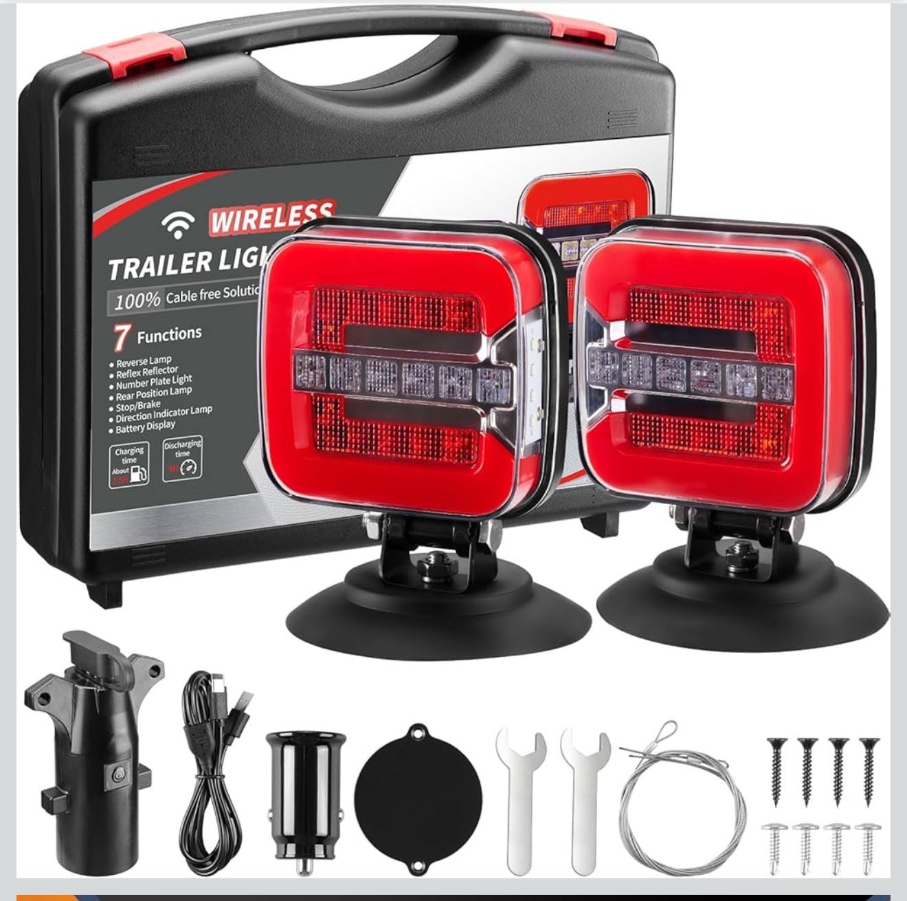 Wireless Magnetic Trailer/Tow Light Kit – Rechargeable