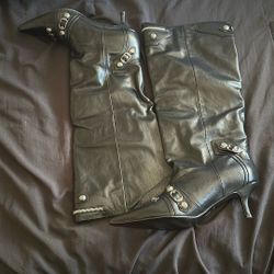 Brand New Knee High Moto Kitten Heel Boots
