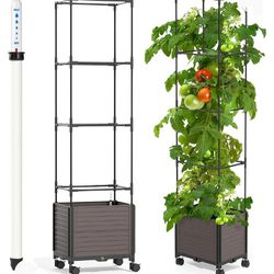 New 63'' Tomato Planter Box with Trellis - Raised Garden Bed with Trellis Tomato Pots for Growing Tomatoes - Planters Garden Box for Indoor andOutdoor