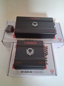 CRUNCH 2525 WATTS 4 CHANNEL BUILT IN CROSSOVER & 3725 WATTS MONOBLOCK 1 OHM STABLE BUILT IN CROSSOVER WITH BASS CONTROL CAR AMPLIFIER