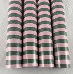 4 x Rolls WRAPAHOLIC 30 Inch Kraft Wrapping Paper - 30 Inch x 33 Feet - Green and Pink Stripe