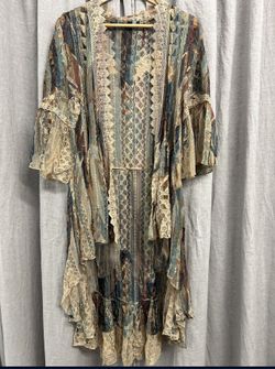 Origami Lace Duster Cardigan M