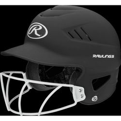 Rawlings 2022 Coolflo Youth Fastpitch Softball Batting Helmet With Face Guard, Matte Black